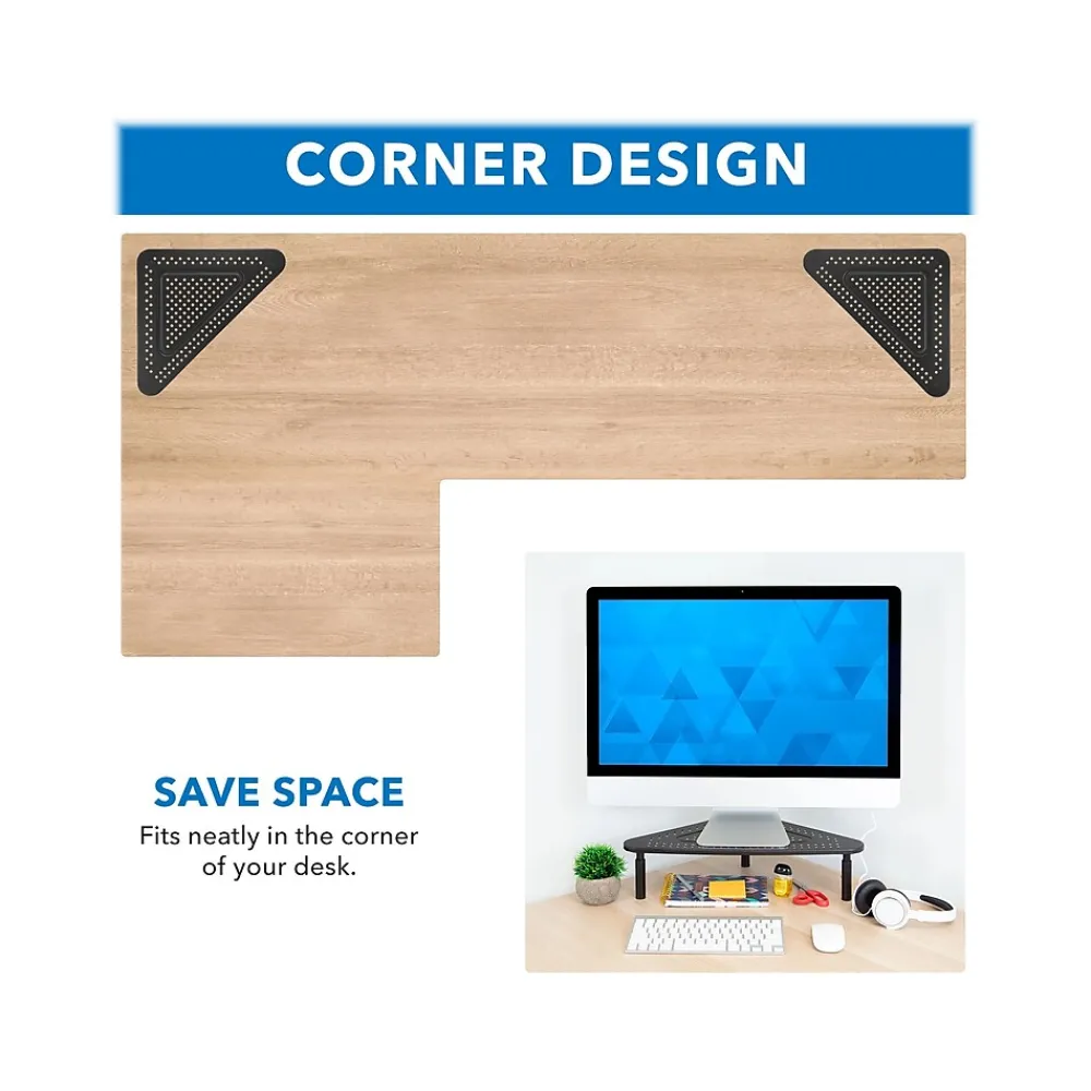 Clearance Mount-It! Adjustable Corner Monitor Stand, Up to 32", Black (MI-7362)