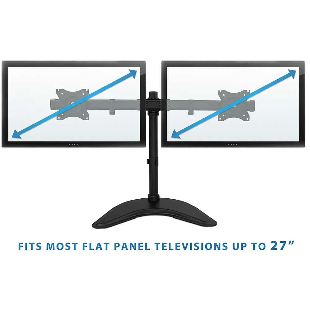 Discount Mount-It! Adjustable Dual Monitor Freestanding Desk Stand, Up to 27", Black (MI-1781)
