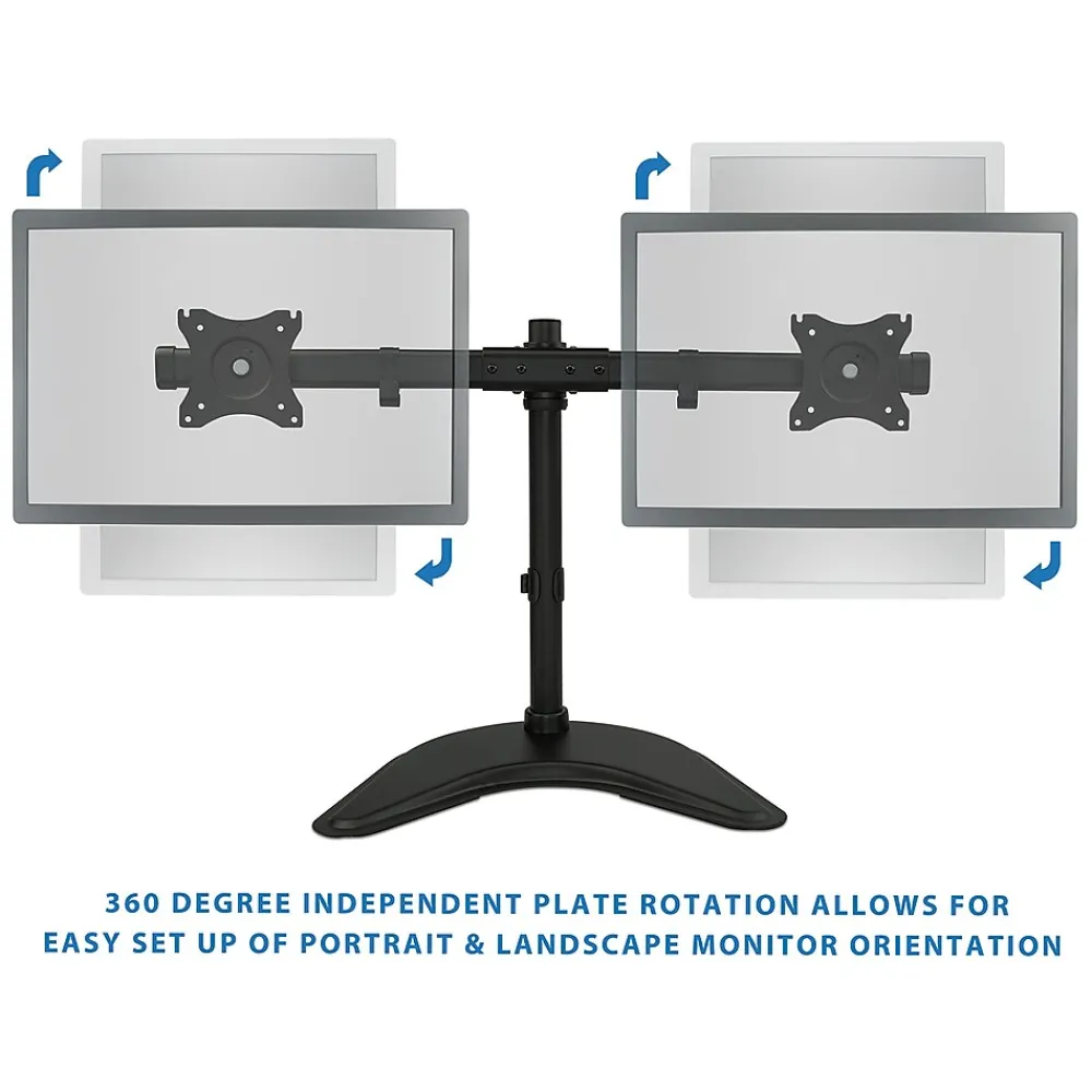 Discount Mount-It! Adjustable Dual Monitor Freestanding Desk Stand, Up to 27", Black (MI-1781)