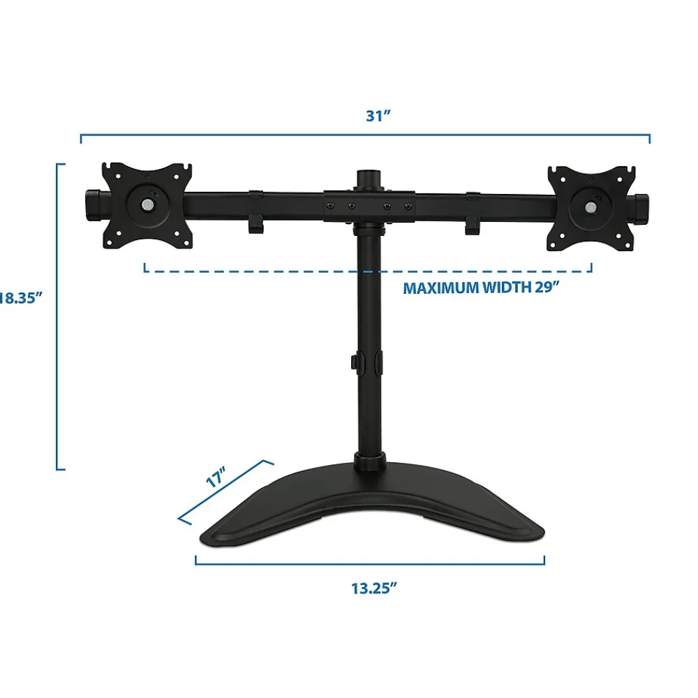 Discount Mount-It! Adjustable Dual Monitor Freestanding Desk Stand, Up to 27", Black (MI-1781)