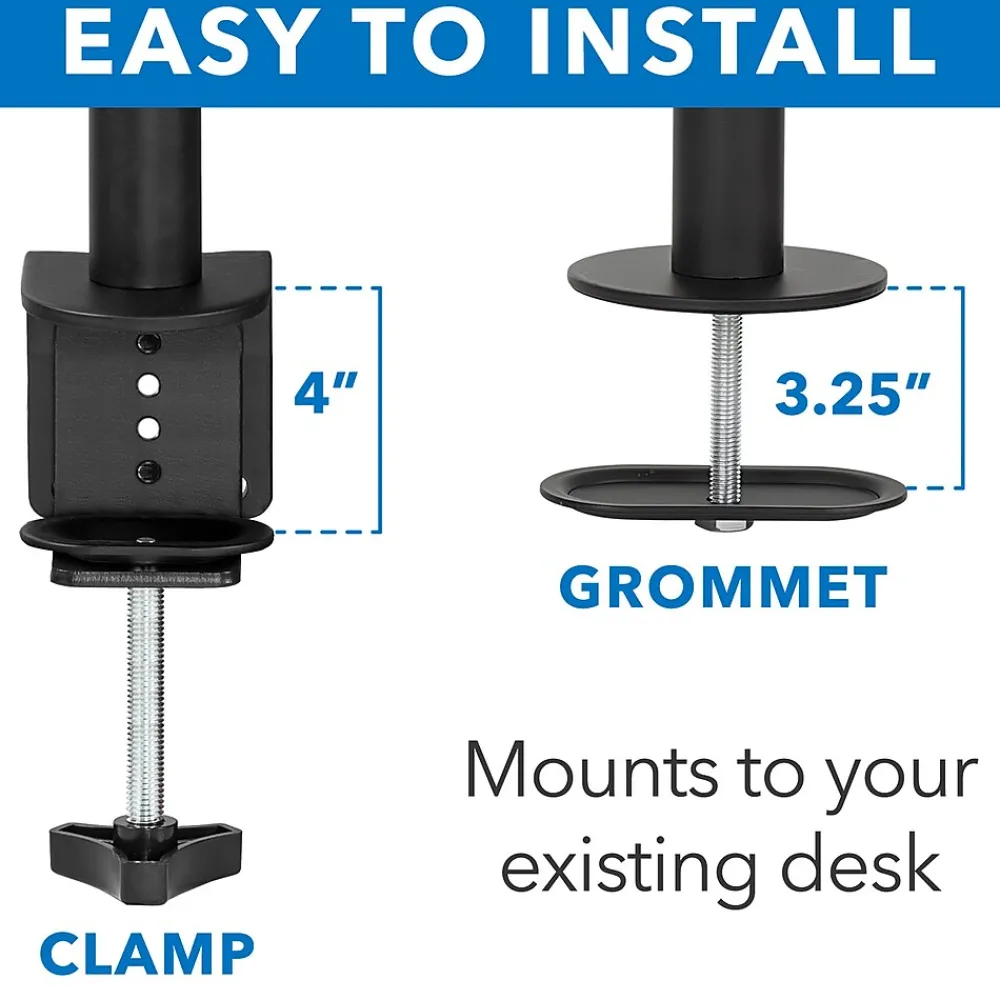 Best Mount-It! Adjustable Dual Monitor Arm Mount, Up To 32" Monitor, Black (MI-2752)