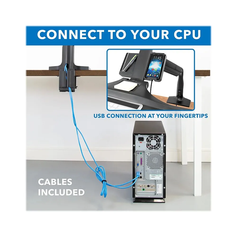 Best Mount-It! Adjustable Dual-Monitor Mount, Up to 27", Black (MI-7984)