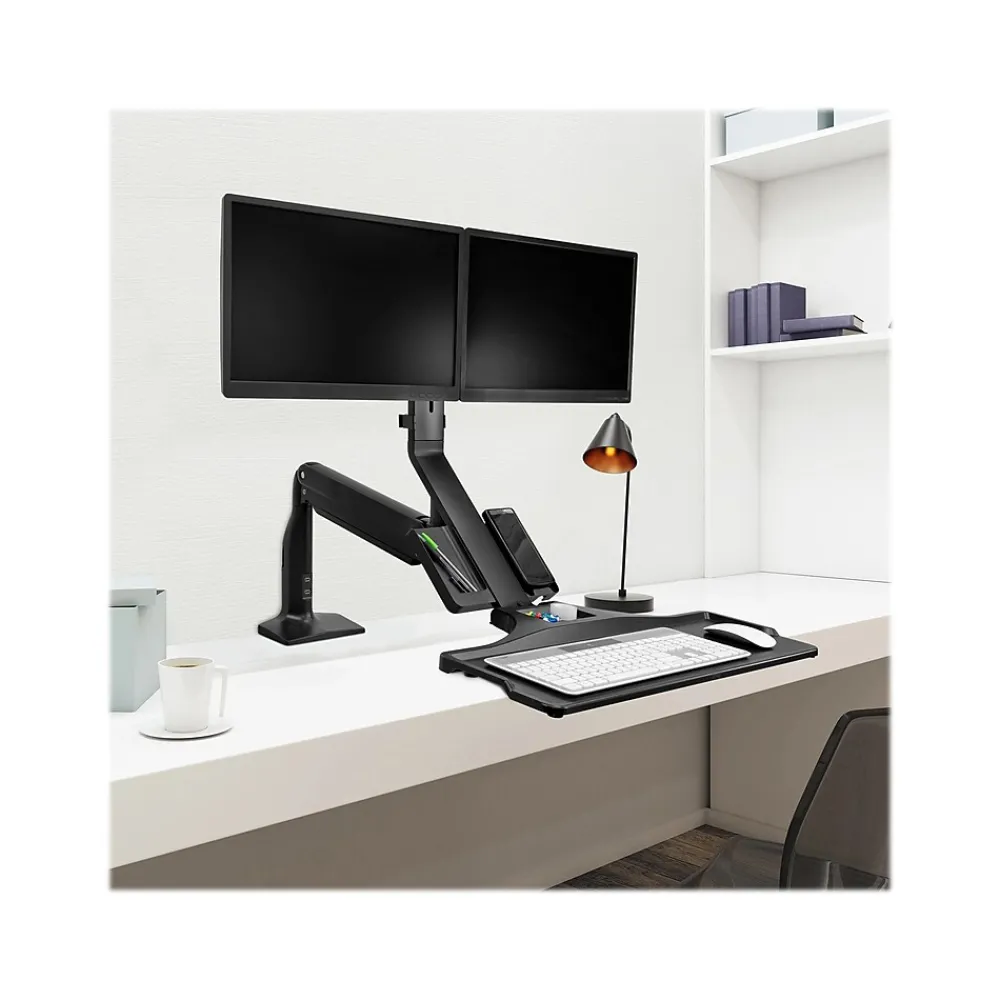 Best Mount-It! Adjustable Dual-Monitor Mount, Up to 27", Black (MI-7984)