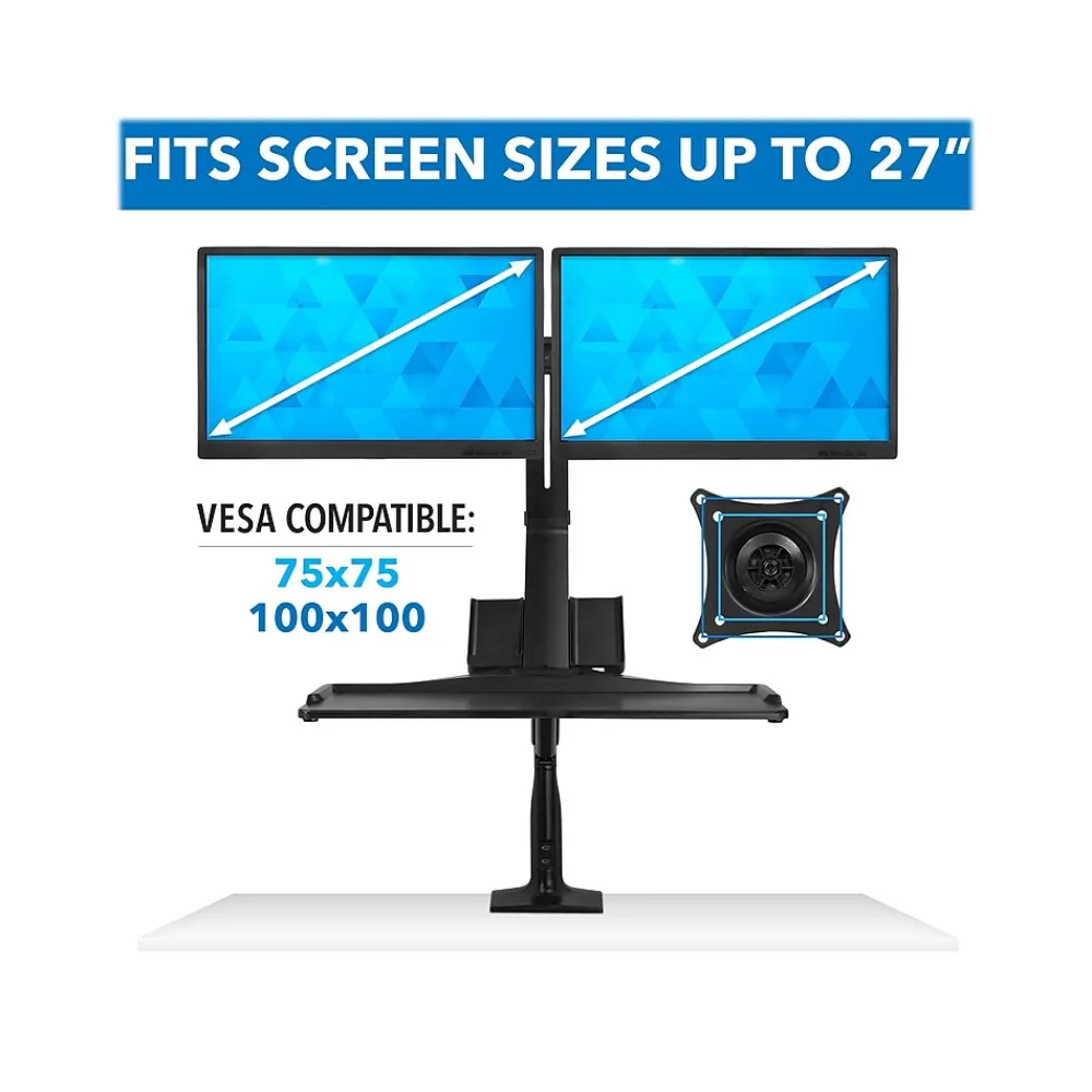 Best Mount-It! Adjustable Dual-Monitor Mount, Up to 27", Black (MI-7984)