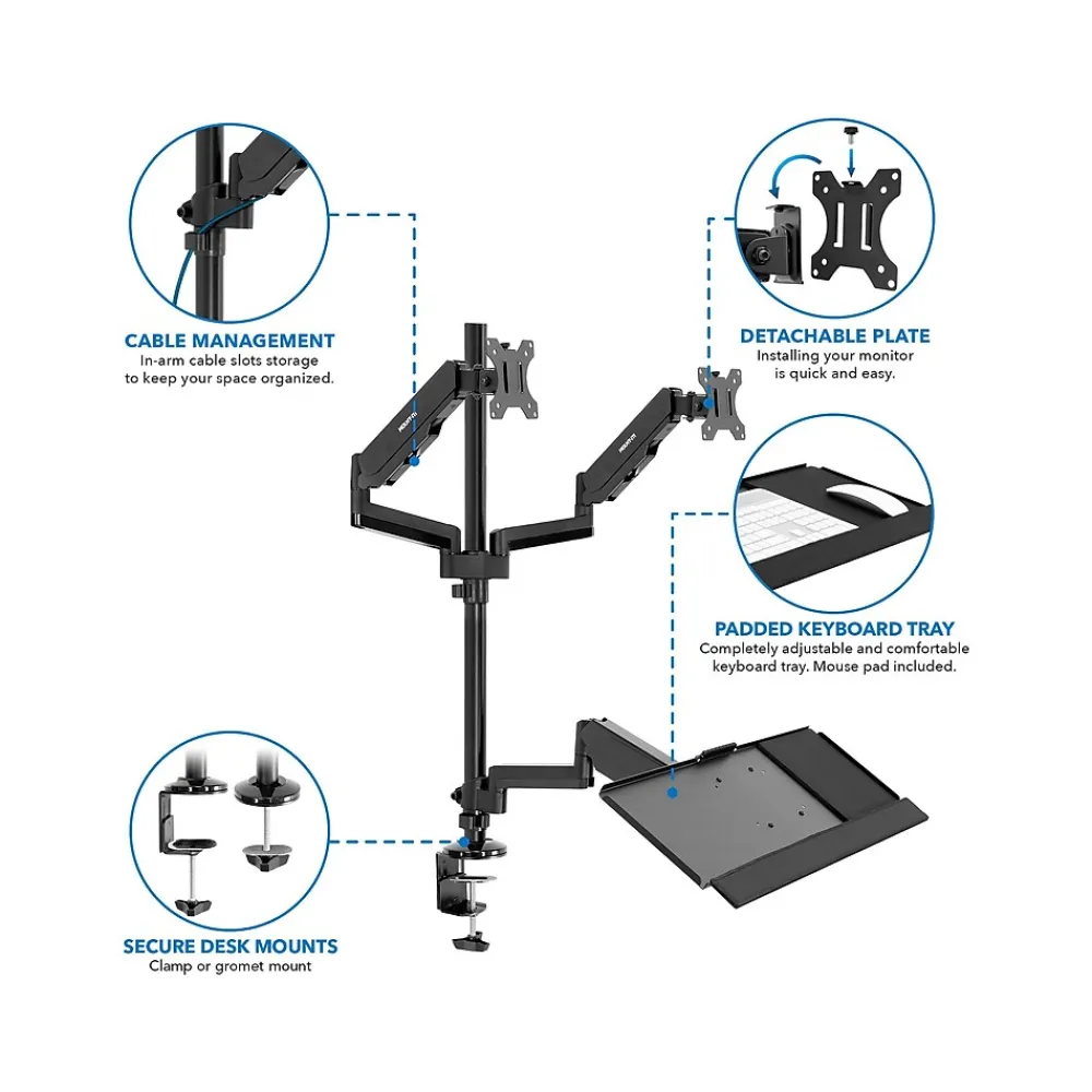 Clearance Mount-It! Adjustable Monitor Mount, Up to 32", Black (MI-7996)