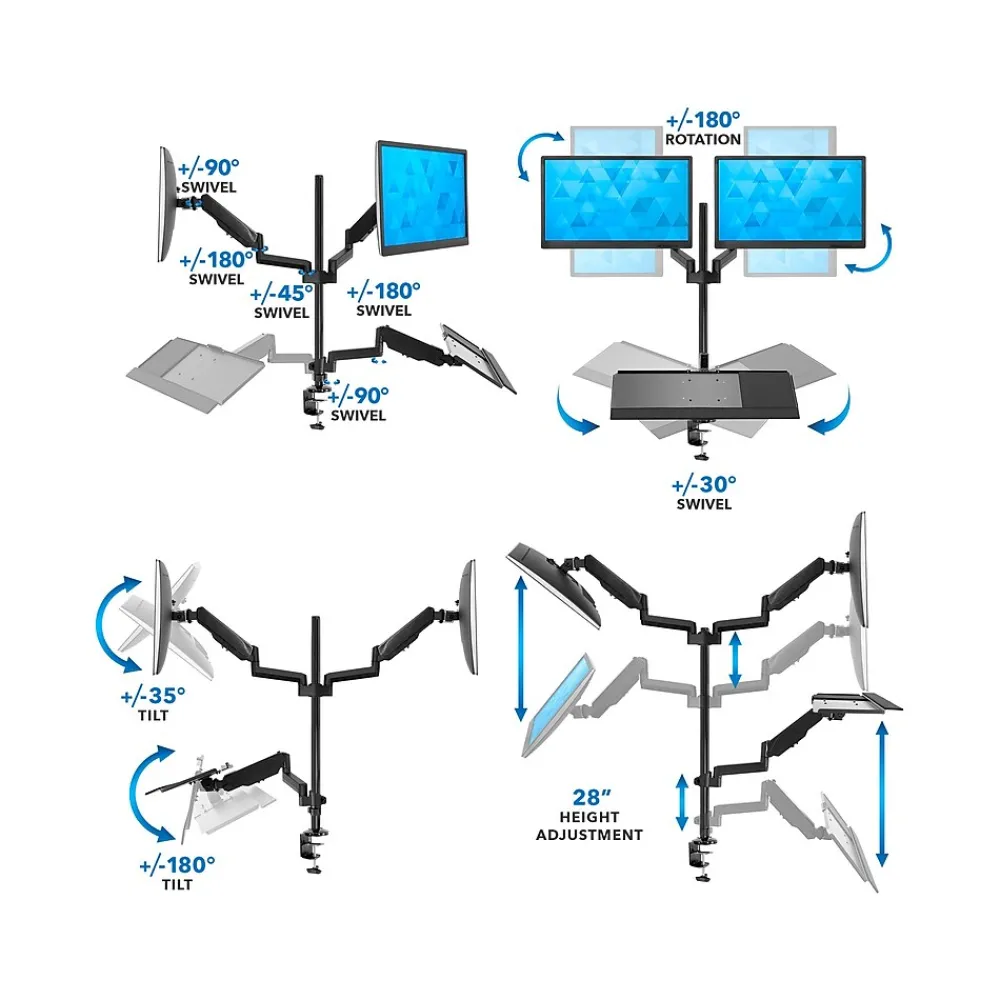 Clearance Mount-It! Adjustable Monitor Mount, Up to 32", Black (MI-7996)