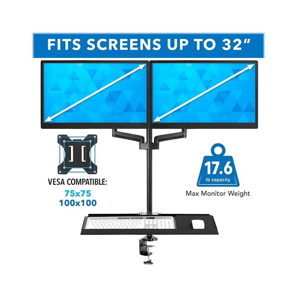 Clearance Mount-It! Adjustable Monitor Mount, Up to 32", Black (MI-7996)