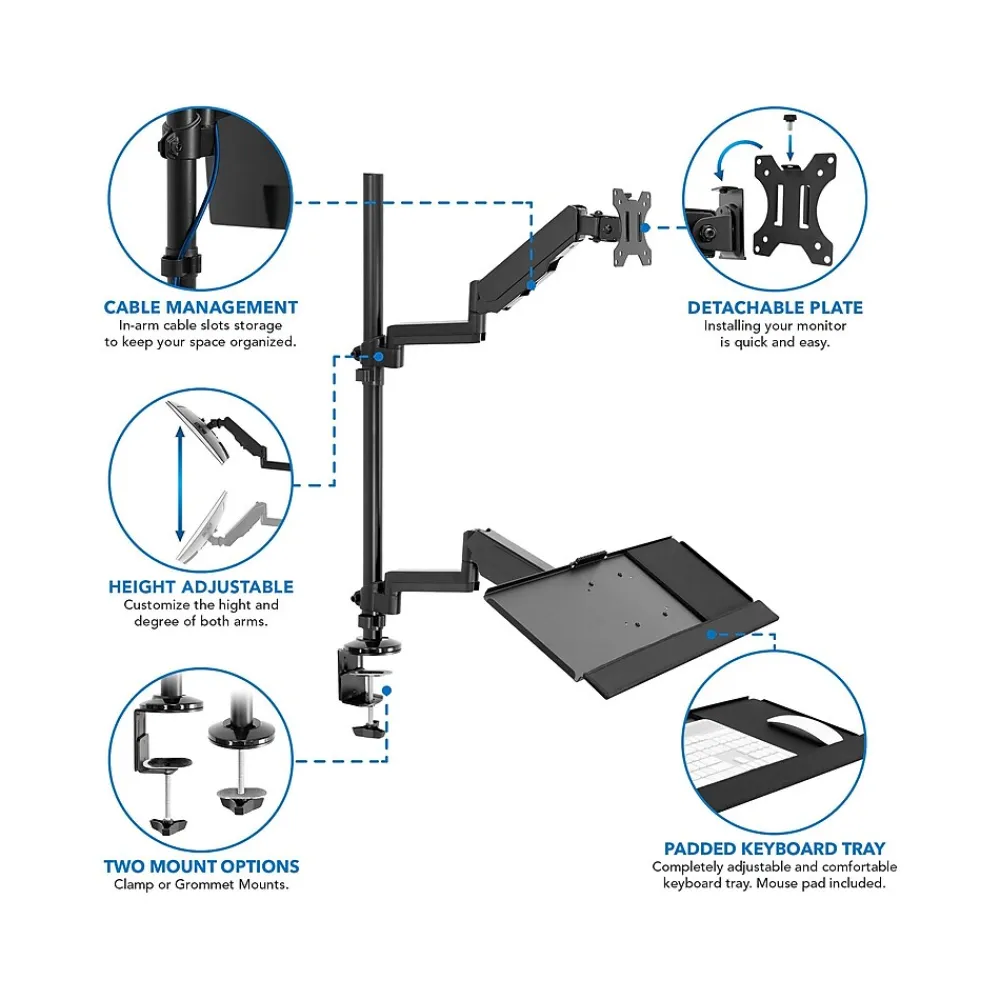 New Mount-It! Adjustable Monitor Mount, Up to 32", Black (MI-7995)
