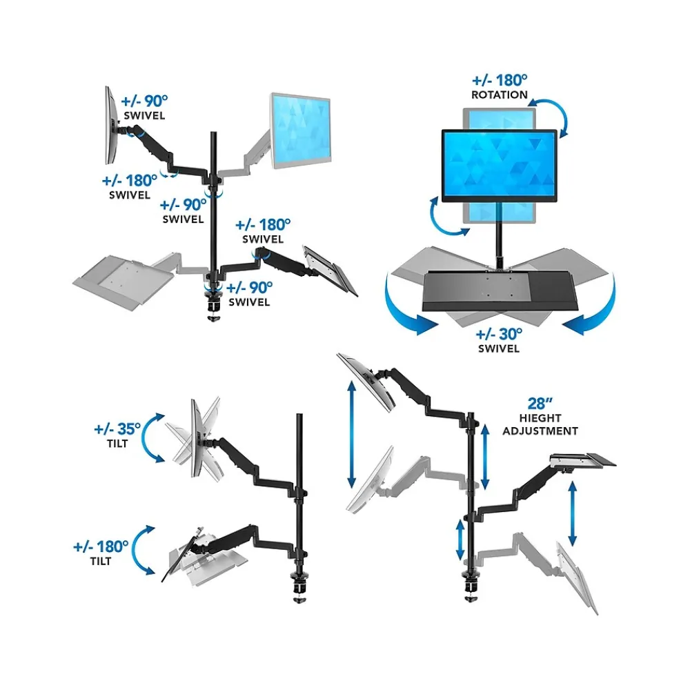 New Mount-It! Adjustable Monitor Mount, Up to 32", Black (MI-7995)