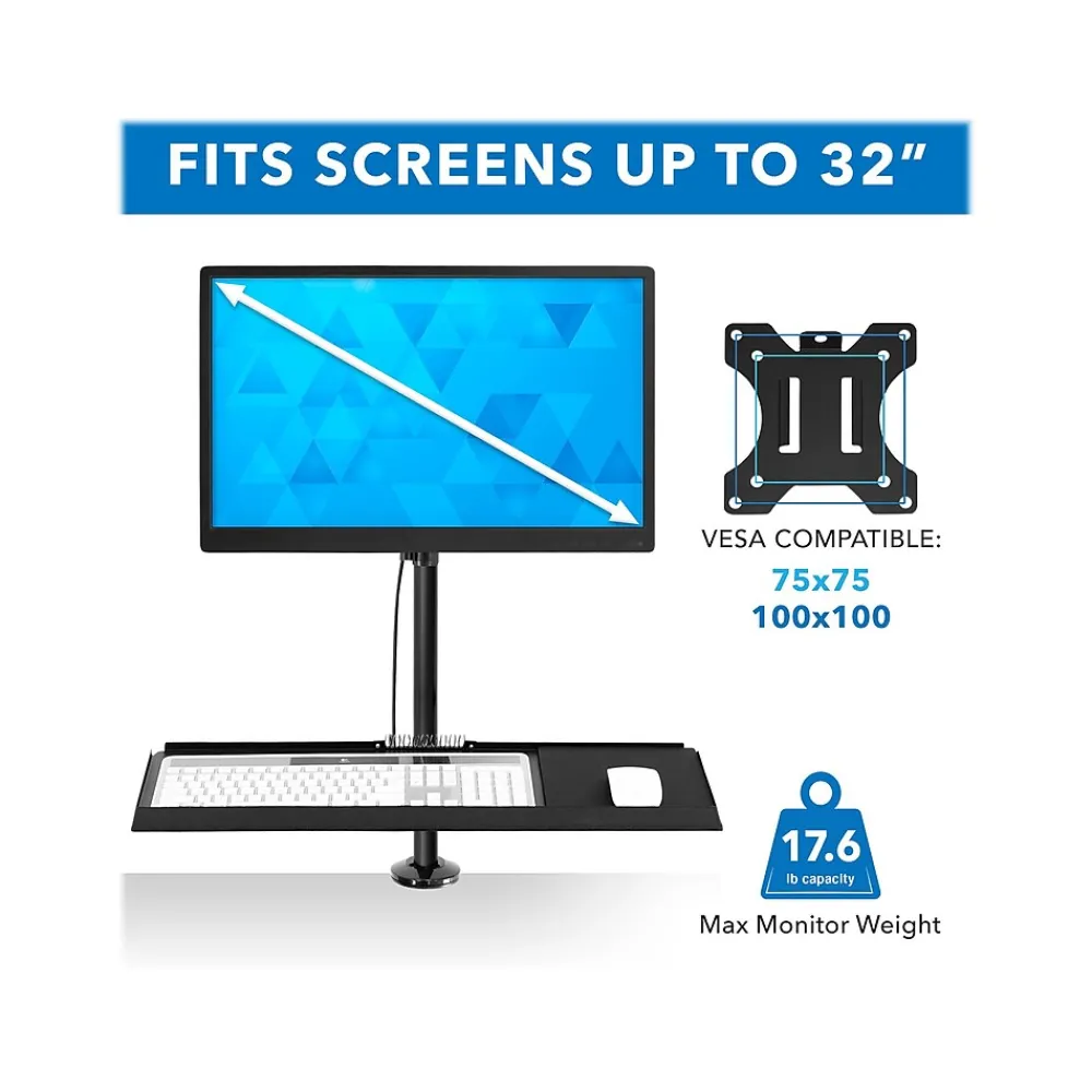 New Mount-It! Adjustable Monitor Mount, Up to 32", Black (MI-7995)