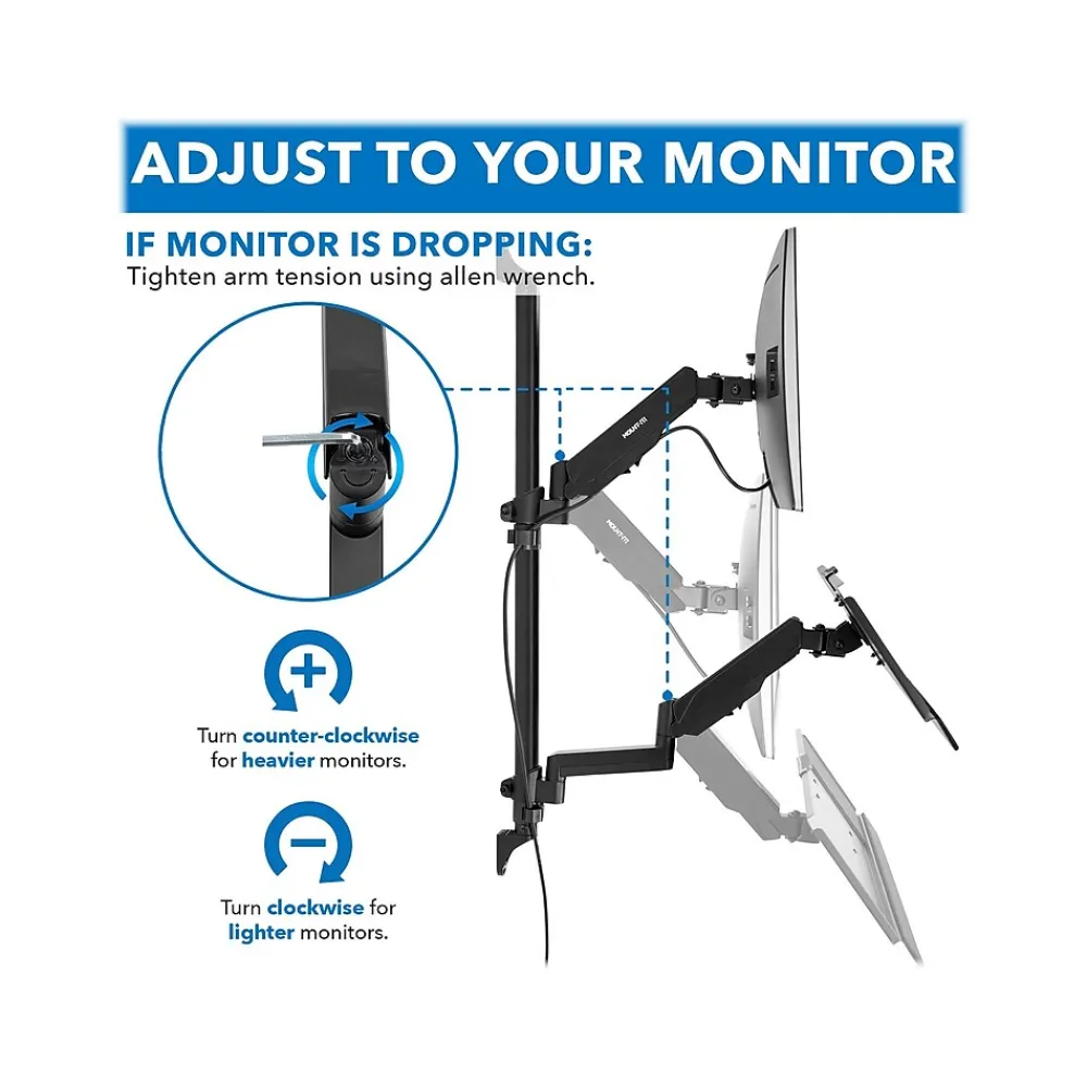 New Mount-It! Adjustable Monitor Wall Mount Workstation, Up to 32", Black (MI-7991)