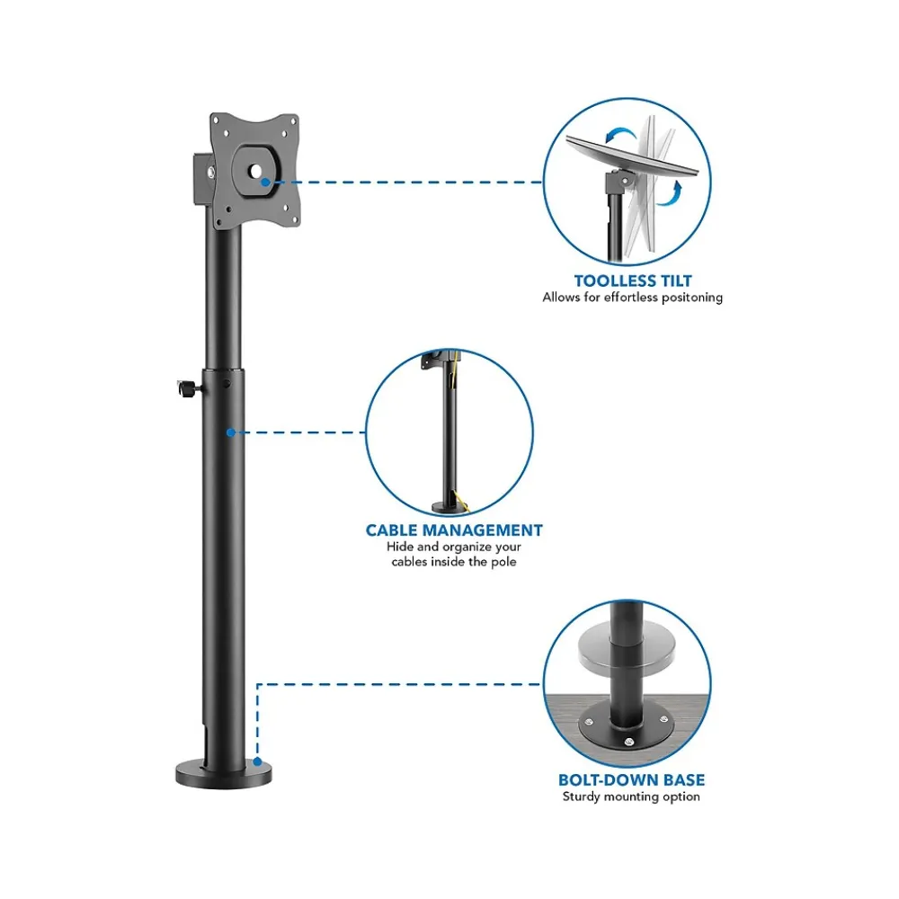 Outlet Mount-It! Adjustable POS Monitor Mount, Up to 23", Black (MI-3796)