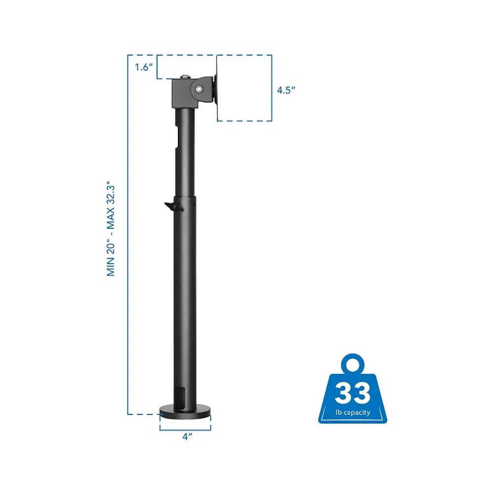 Outlet Mount-It! Adjustable POS Monitor Mount, Up to 23", Black (MI-3796)
