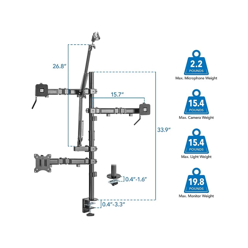 Hot Mount-It! All-in-One Adjustable Studio Camera Setup Single Mount, Up to 32", Black (MI-481)
