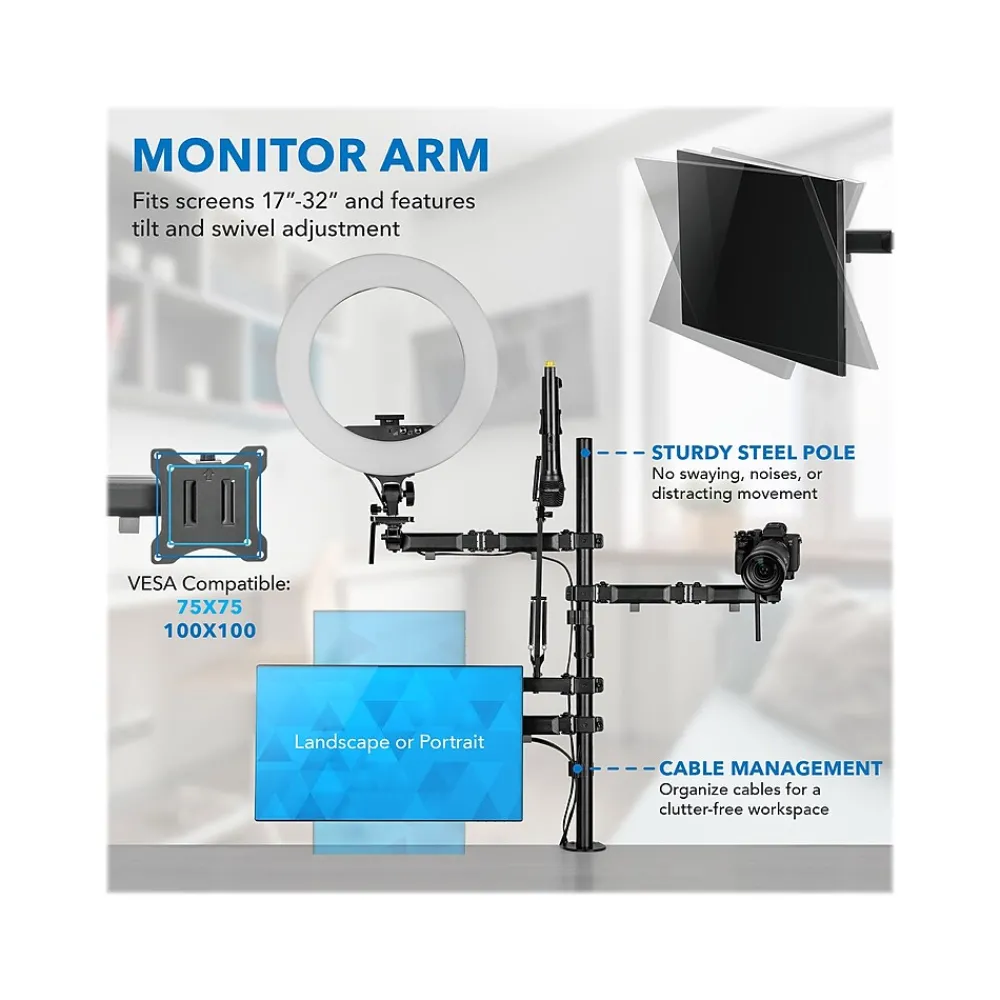 Hot Mount-It! All-in-One Adjustable Studio Camera Setup Single Mount, Up to 32", Black (MI-481)