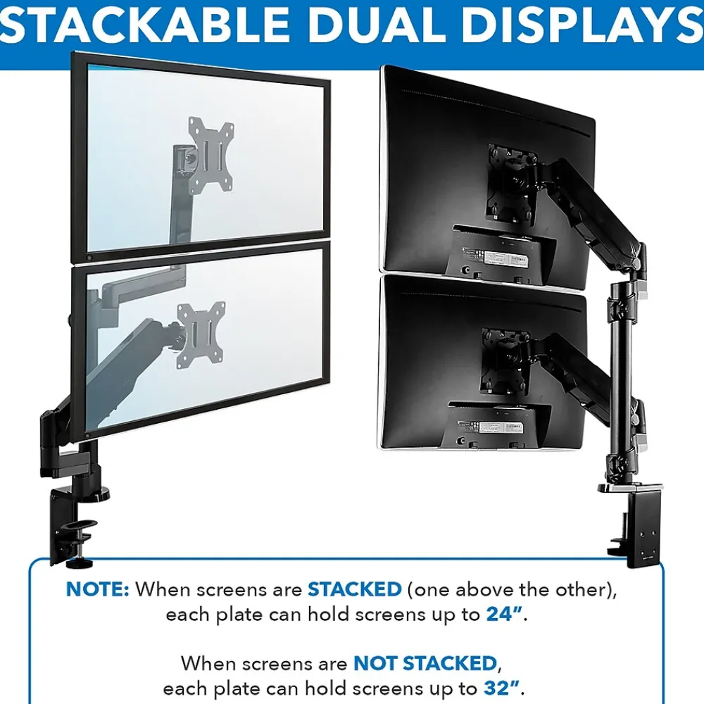 Online Mount-It! Dual Monitor Arm Desk Mount for 19" to 32" Monitors, Black (MI-4762)