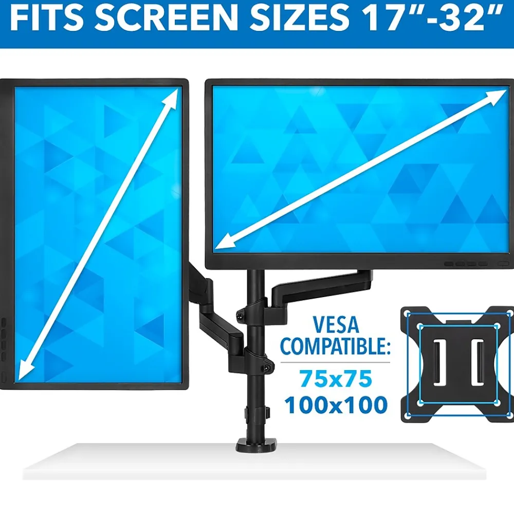 Online Mount-It! Dual Monitor Arm Desk Mount for 19" to 32" Monitors, Black (MI-4762)