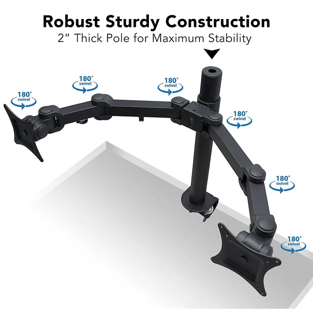 Mount-It! Dual Monitor Mount, Up To 27" Monitors, Black (MI-752)