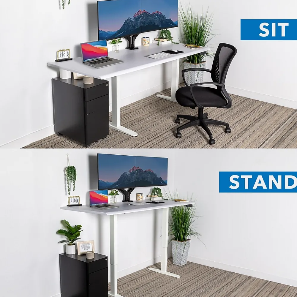 Standing Desks*Mount-It! Dual Motor 72"W Electric Adjustable Standing Desk, White (MI-18124)
