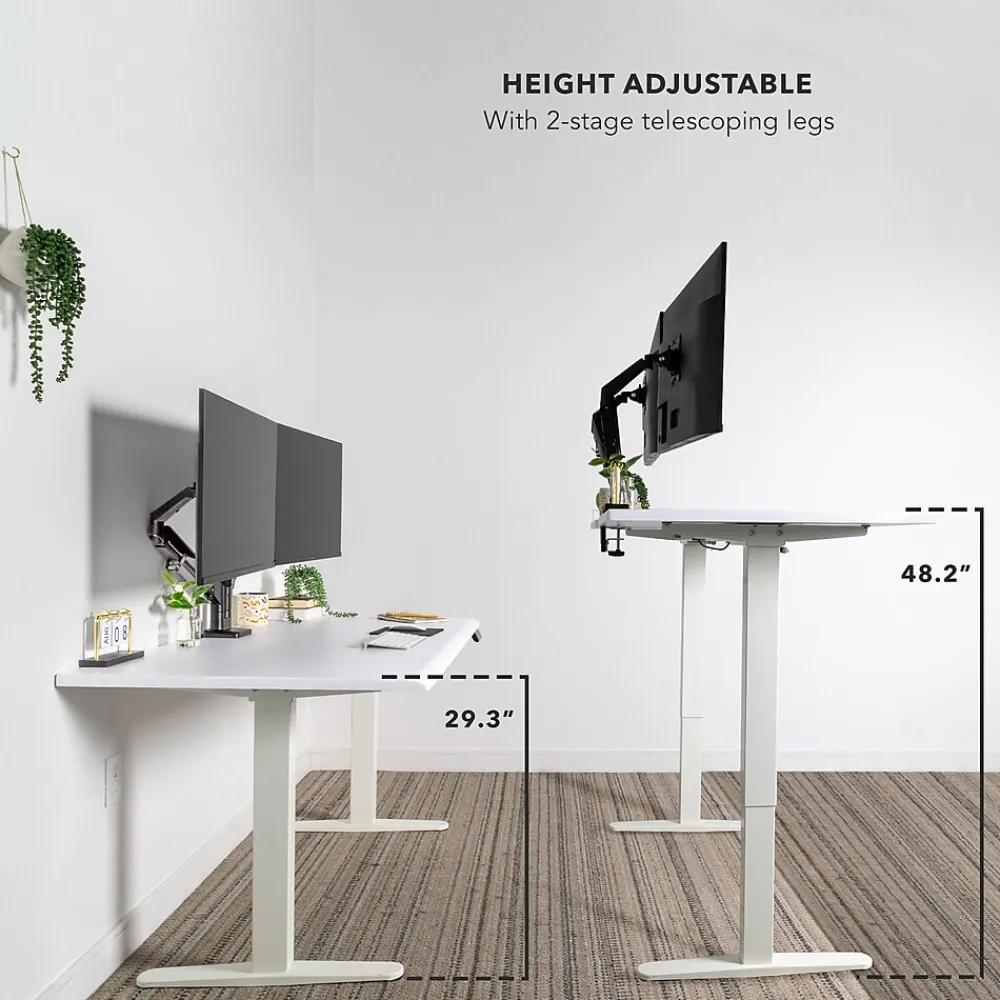 Standing Desks*Mount-It! Dual Motor 72"W Electric Adjustable Standing Desk, White (MI-18124)