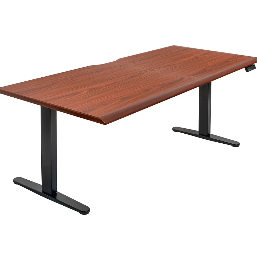 Standing Desks*Mount-It! Dual Motor 72"W Electric Adjustable Standing Desk, Black/Hazelnut Brown (MI-18126)