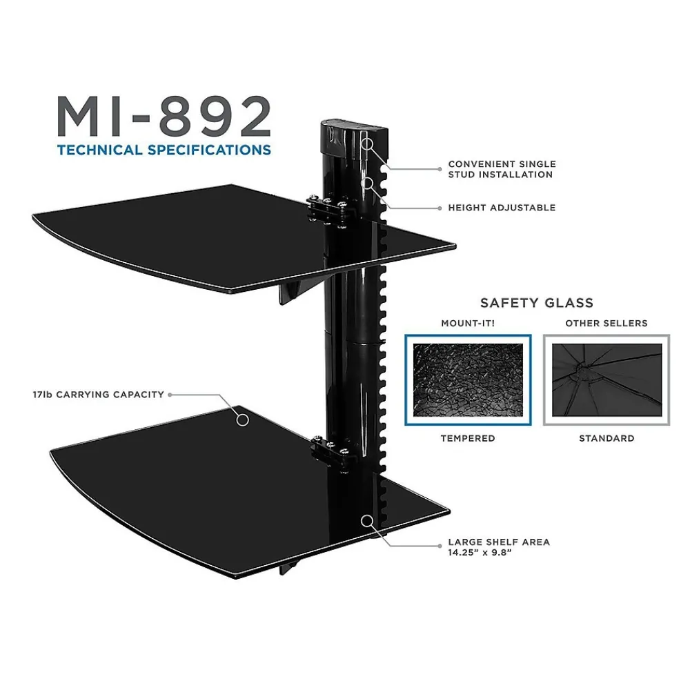 Shelving*Mount-It! Floating Wall Mounted Shelf Bracket Stand, Black (MI-892)