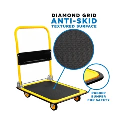 Mount-It! Foldable Flatbed with Swivel Wheels, 330 lb. Capacity, Black/Yellow (MI-920)