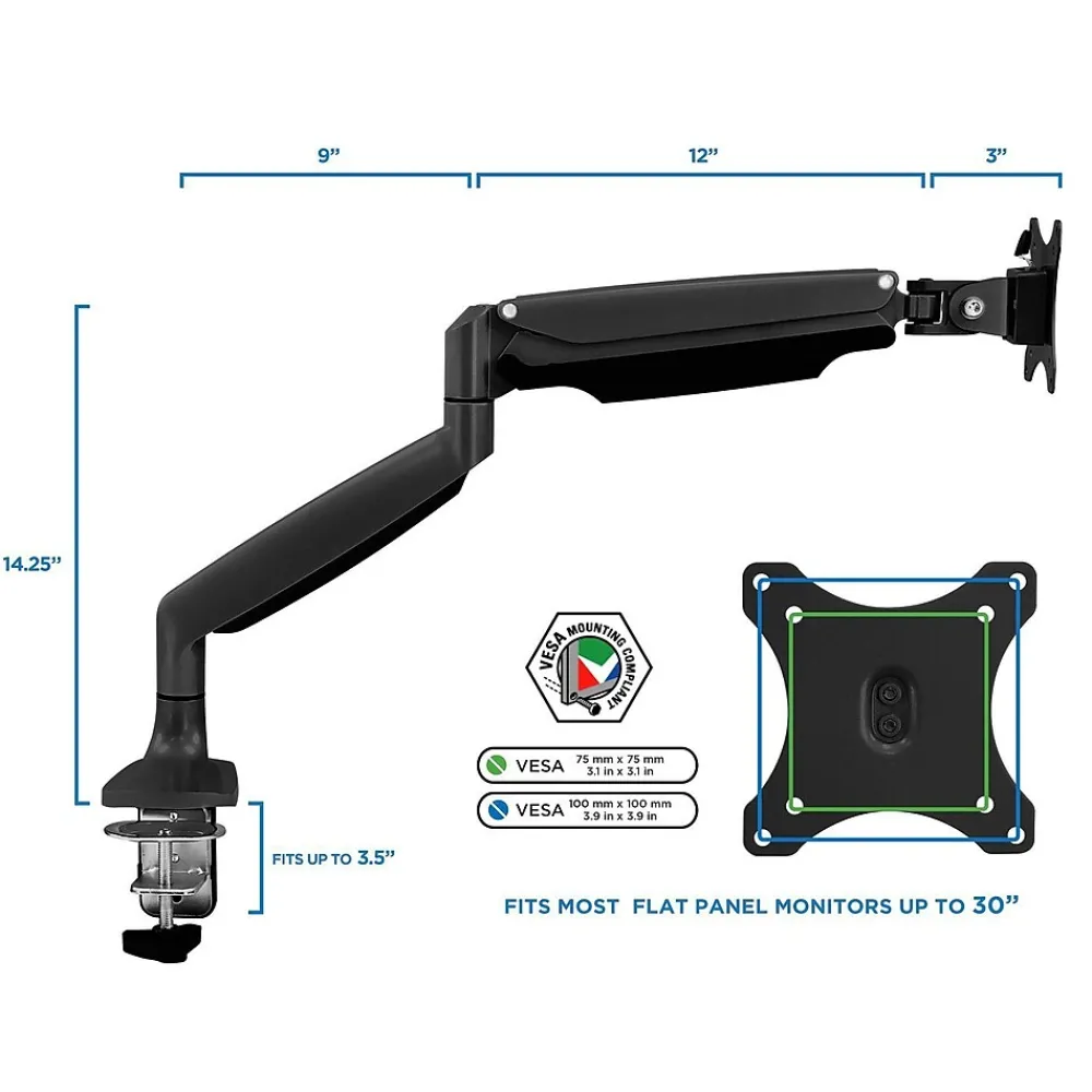 Discount Mount-It! Height Adjustable Single Monitor Desk Mount Arm for 13"-32" Monitors (MI-1771B)