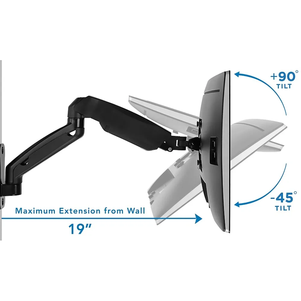 Clearance Mount-It! Height Adjustable Monitor Wall Mount Arm for 13" to 32" Monitors, Black (MI-765)