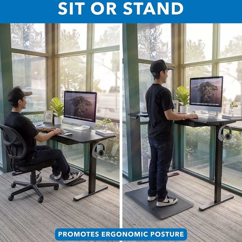 Standing Desks*Mount-It! MI-15002 57"W L-Shaped Adjustable Particle Board Standing Desk, Black (MI-15002)