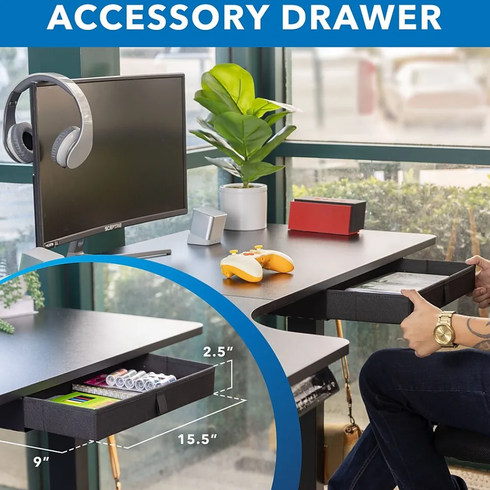 Standing Desks*Mount-It! MI-15002 57"W L-Shaped Adjustable Particle Board Standing Desk, Black (MI-15002)