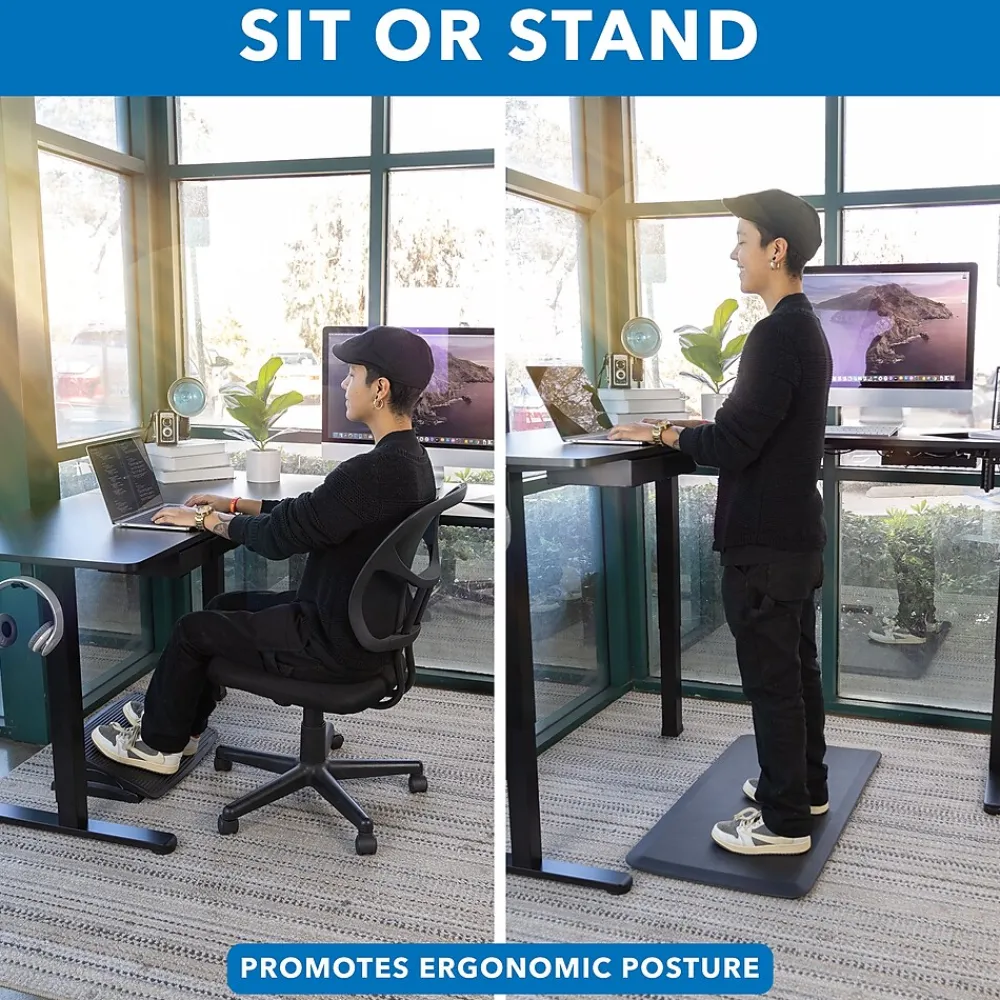 Standing Desks*Mount-It! MI-15001 63"W L-Shaped Adjustable Particle Board Standing Desk, (MI-15001) Black