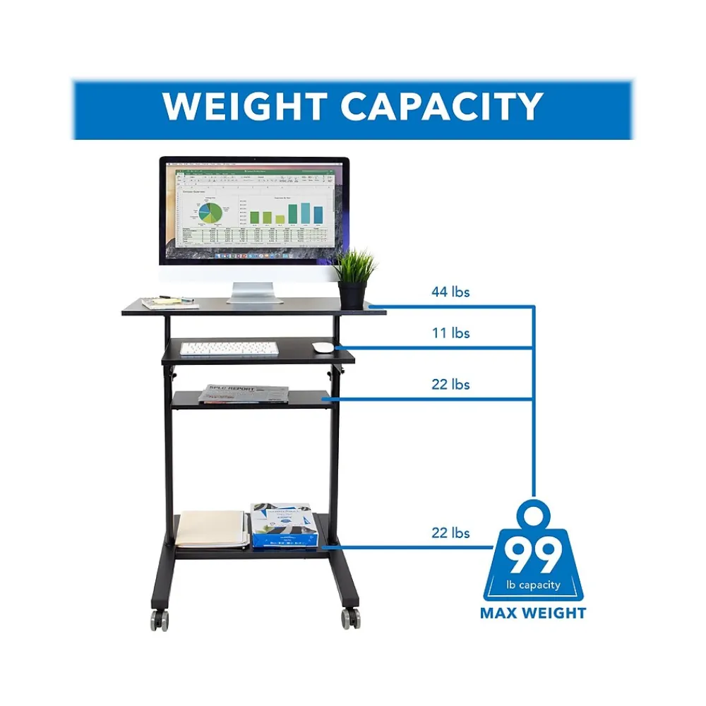 Standing Desks*Mount-It! Mobile 32"W Adjustable Standing Desk, Black (MI-7998B)