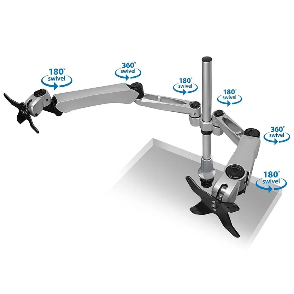 Discount Mount-It! Modular Adjustable Monitor Mount, Up to 27" Monitors, Gray/Silver (MI-45111B)