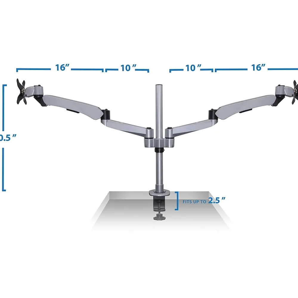 Mount-It! Modular Desk Mount Adjustable Monitor Arm, Up to 27" Monitors, Gray/Silver (MI-45116)