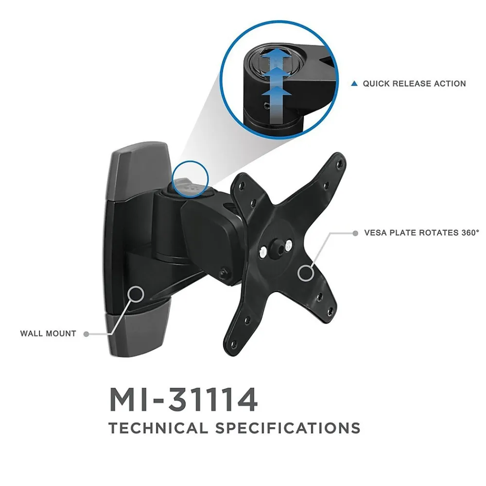 Clearance Mount-It! Modular Mount Adjustable Monitor Mount, Up to 30" Monitors, Black (MI-31114-BLK)
