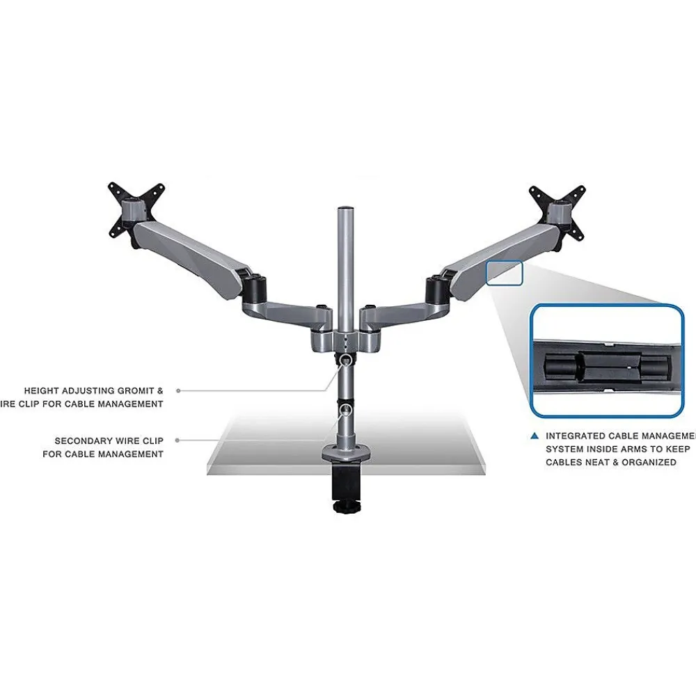 Clearance Mount-It! Modular Spring Arm Adjustable Monitor Arm, Up to 27" Monitors, Silver (MI-45116S)