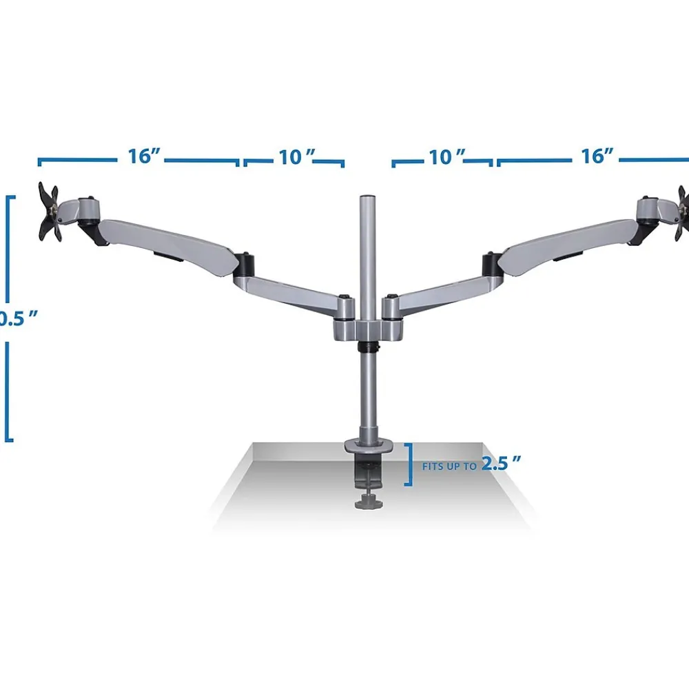 Clearance Mount-It! Modular Spring Arm Adjustable Monitor Arm, Up to 27" Monitors, Silver (MI-45116S)