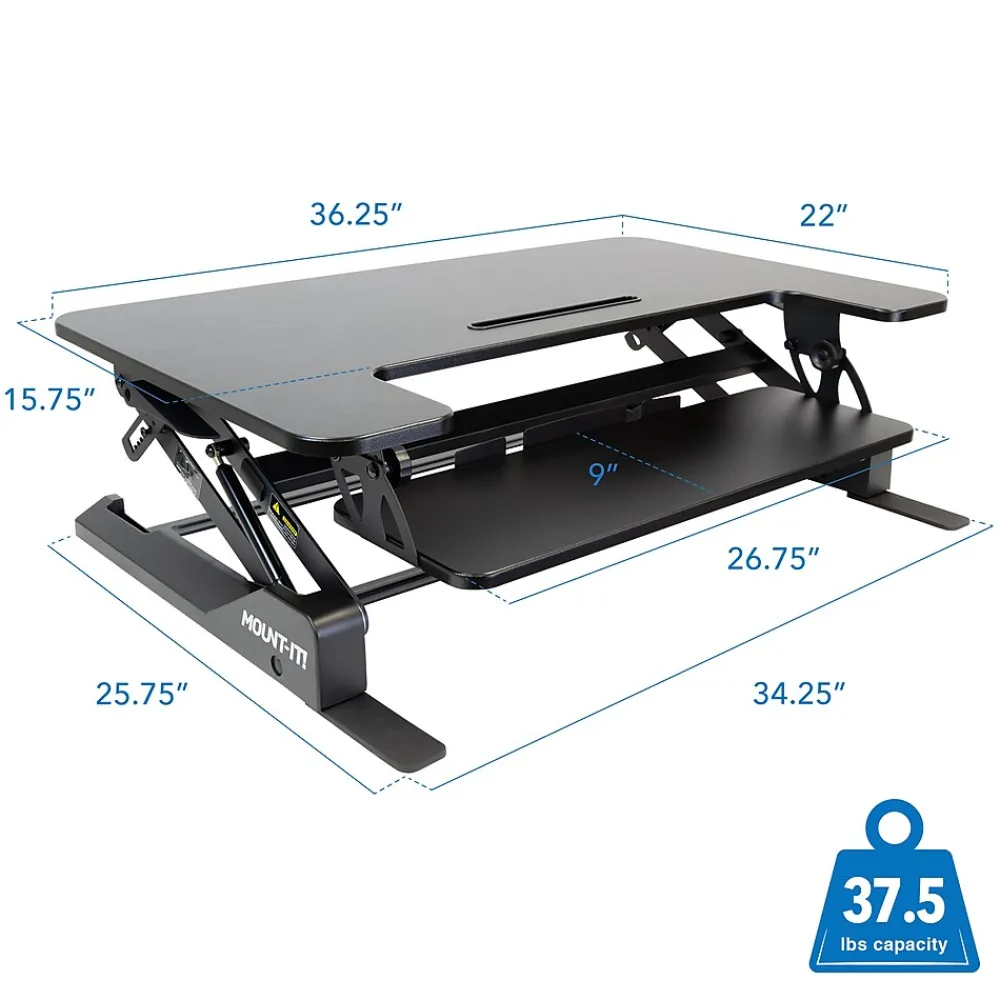 Standing Desks*Mount-It! 36."W Rectangular Adjustable Standing Desk Converter, Black (MI-7926)