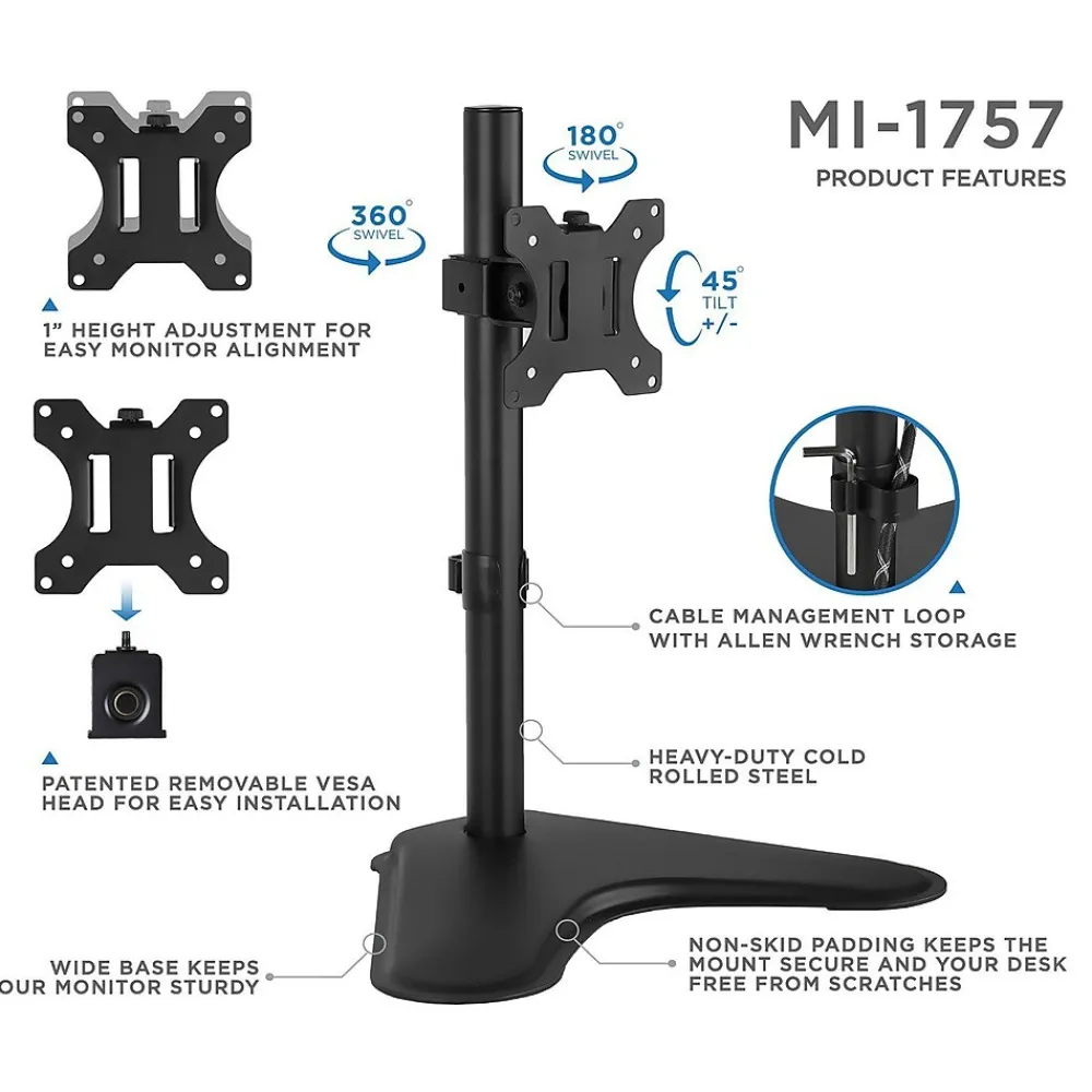 Clearance Mount-It! Single Monitor Mount Desk Stand For 22" to 32" Monitors (MI-1757)