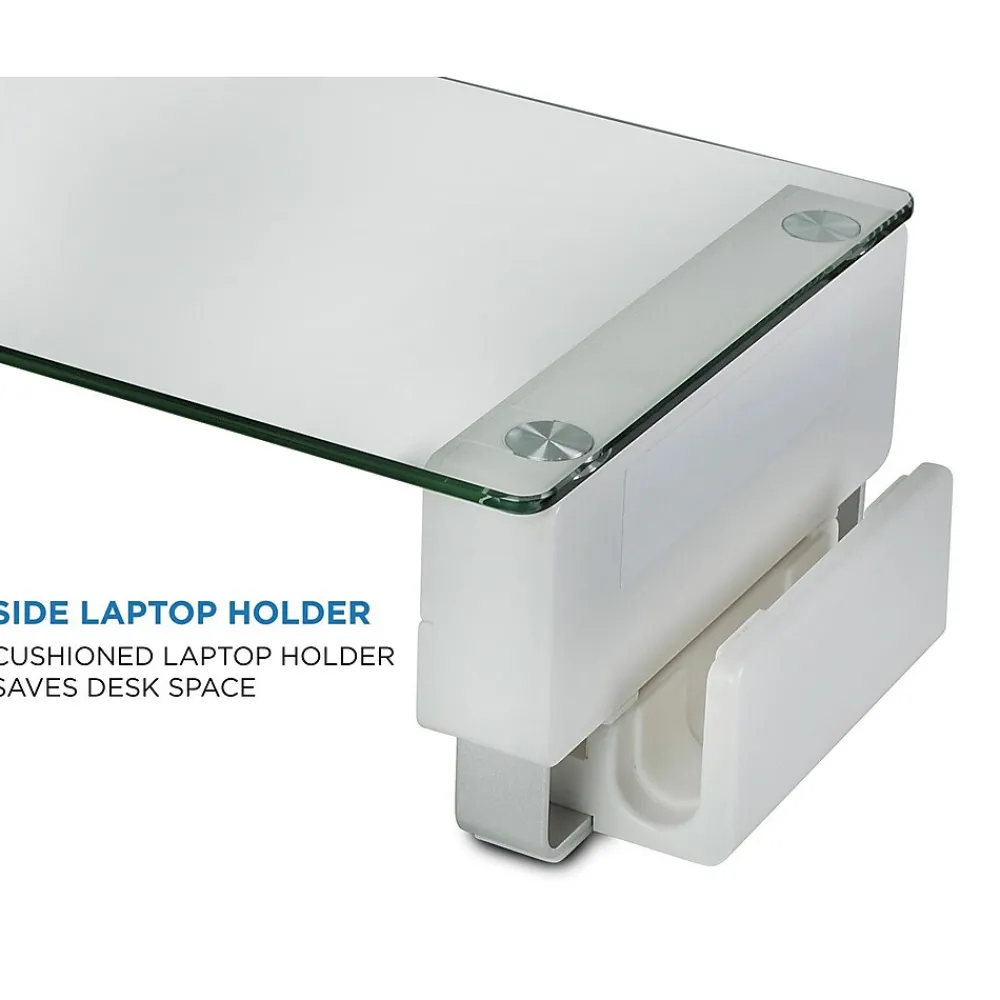 Discount Mount-It! Tempered Glass Height Adjustable Monitor Riser With 3 USB Ports, Up to 32", (MI-7265)
