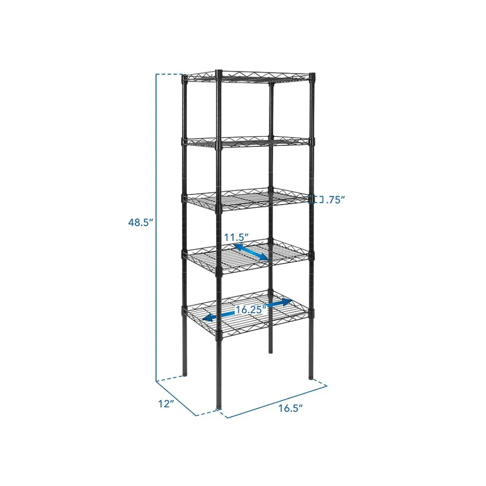 Shelving*Mount-It! 5-Tier Metal Shelving Unit, 17", Black (MI-7861)