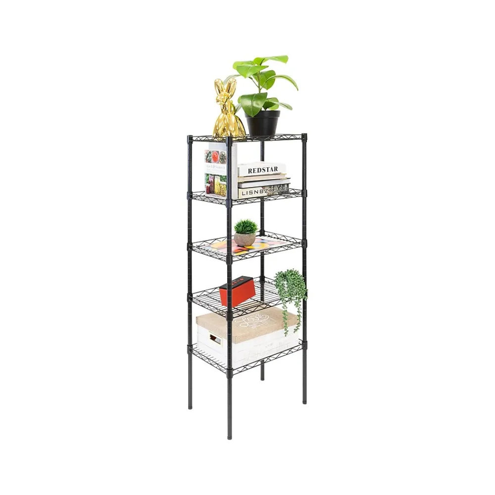 Shelving*Mount-It! 5-Tier Metal Shelving Unit, 17", Black (MI-7861)