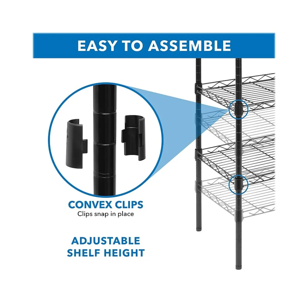 Shelving*Mount-It! 5-Tier Metal Shelving Unit, 17", Black (MI-7861)