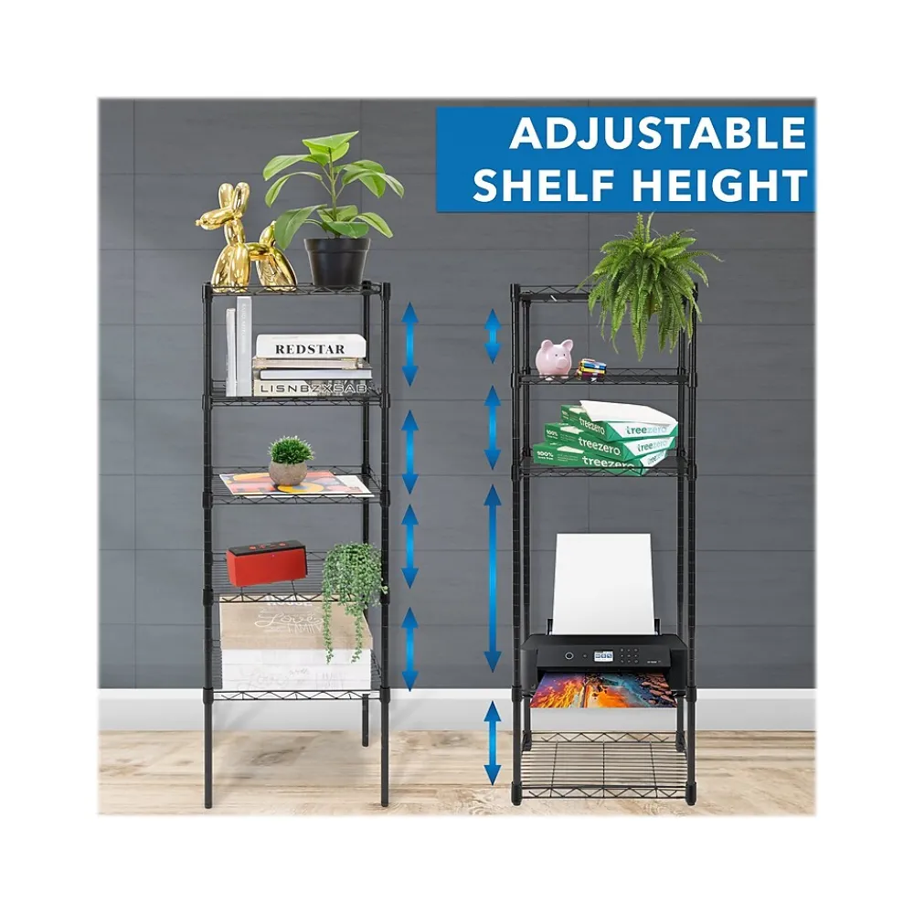 Shelving*Mount-It! 5-Tier Metal Shelving Unit, 17", Black (MI-7861)