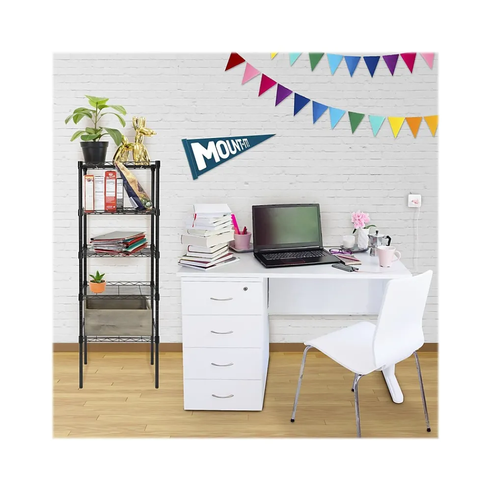 Shelving*Mount-It! 5-Tier Metal Shelving Unit, 17", Black (MI-7861)