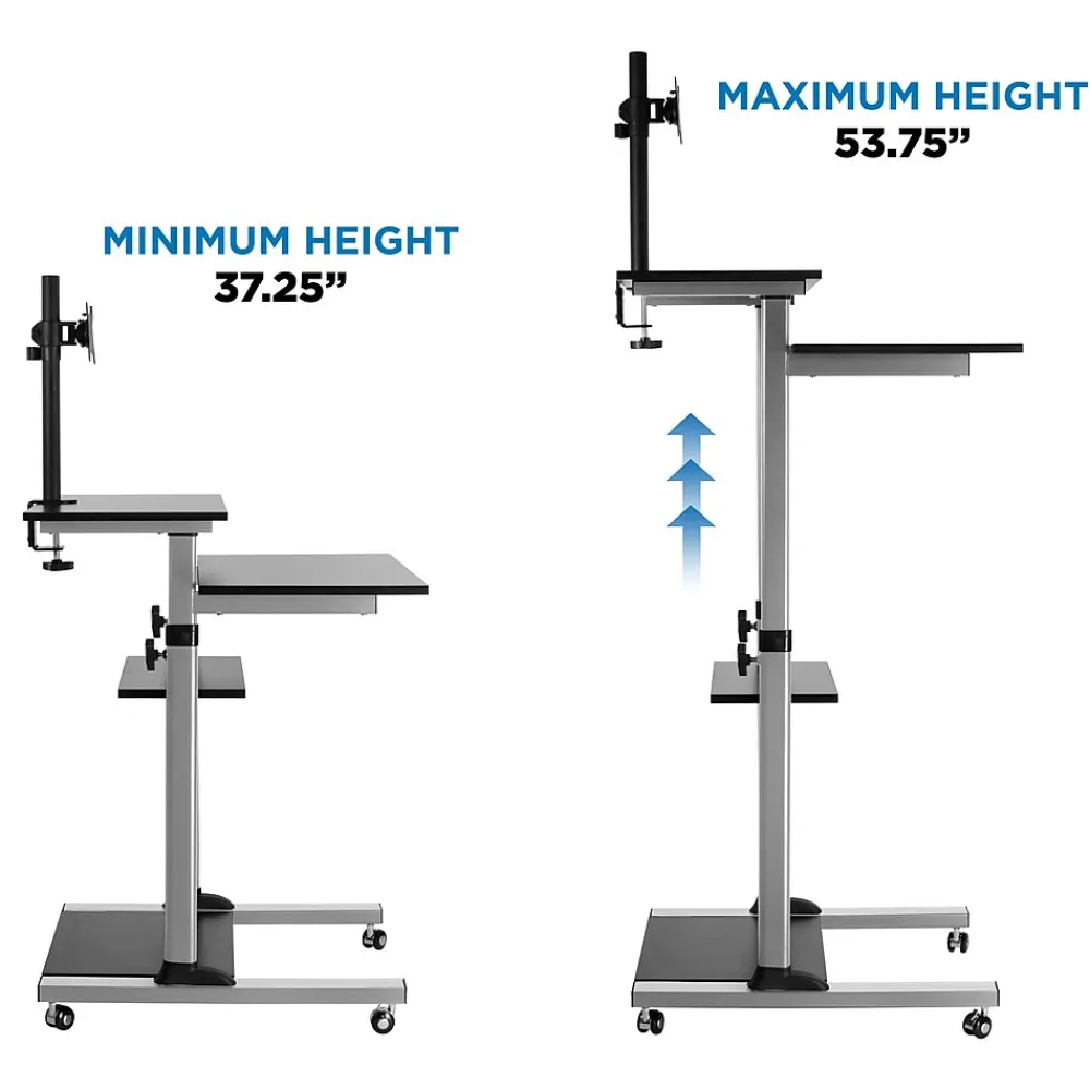 Standing Desks*Mount-It! 28"W Adjustable Steel Standing Desk with Monitor Mount, Grey (MI-7942)
