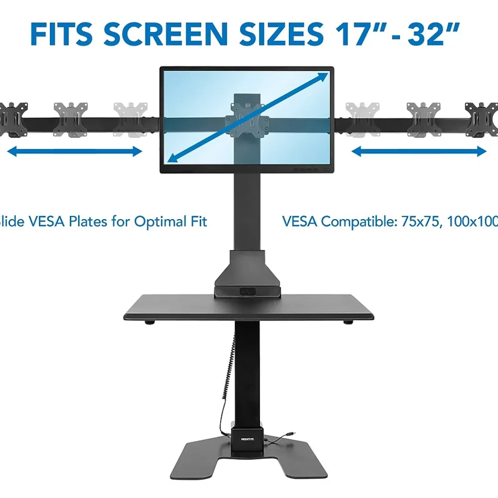 New Mount-It! 28"W Adjustable Triple Monitor Mount, Black (MI-7983)