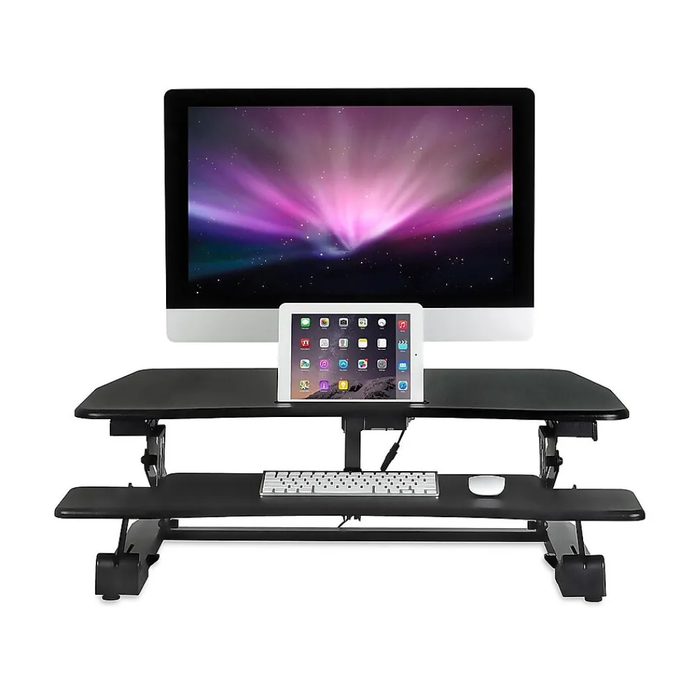 Standing Desks*Mount-It! 36"W Electric Adjustable Standing Desk Converter with USB Charging Port, Black (MI-7927E)