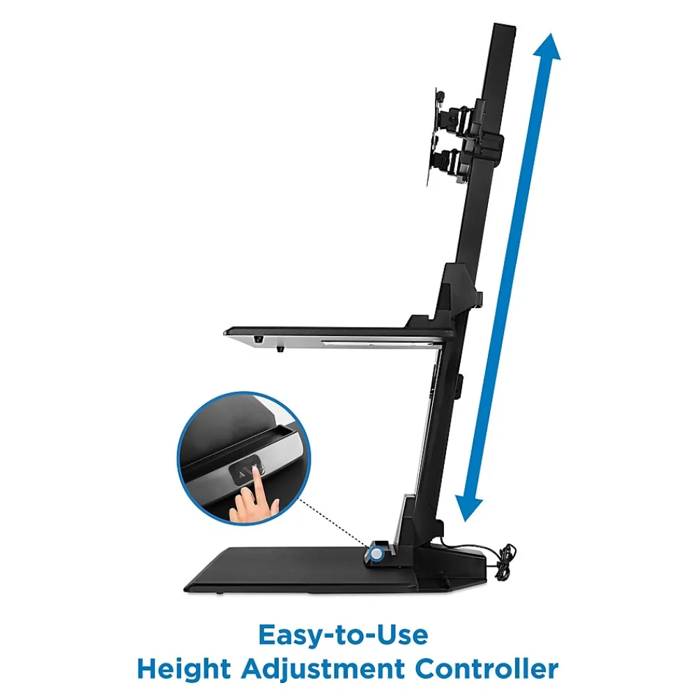 Standing Desks*Mount-It! 28"W Electric Adjustable Standing Desk Converter with Dual Monitor Mount, Black (MI-7952)